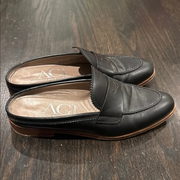 AGL Black Leather slide loafers - Picture 4 of 4